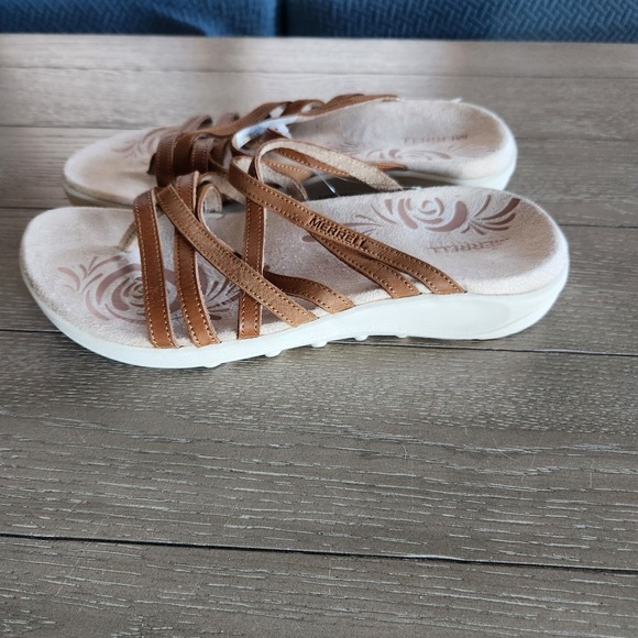 Merrell Harbor Post Womens Brown Strappy Comfort Thong Sandals Size 9M Hazel NWT - Picture 3 of 6